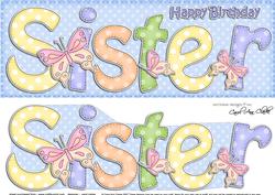 Large Dl Birthday Sister Card & 3D Decoupage