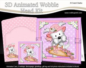 3D Westie Dog's Basket Animated Moveable Wobble Head Kit