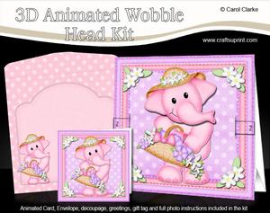 3D Lola Elephant's Basket Animated Moveable Wobble Head Kit
