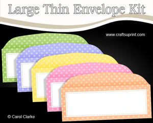 5 Large Slim Fresh Pastel Polka Dot Envelopes Kit