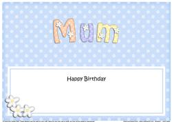 Birthday Mum Matching Large Dl Insert