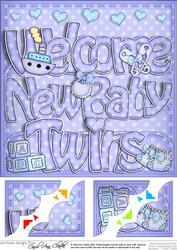 8 x 8 Baby Twins Scalloped Corner Topper