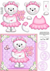 Teddy Tess's Flowers Quick Card N 3D Decoupage