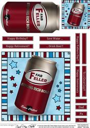 Fab Feller Beer Can Quick Card N 3D Decoupage