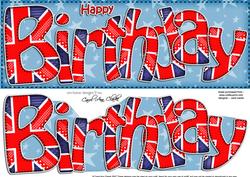Uk Flag Birthday Large Dl Quick Card 3D Decoupage