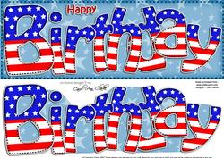 Usa Flag Birthday Large Dl Quick Card 3D Decoupage