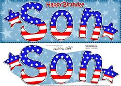 Usa Flag Birthday Son Large Dl Quick Card 3D Decoupage