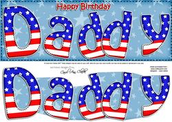 Usa Flag Birthday Daddy Large Dl Quick Card 3D Decoupage