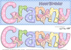 Large Dl Birthday Granny Card & 3D Decoupage