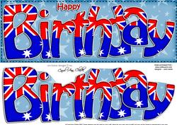 Australian Flag Birthday Large Dl Quick Card 3D Decoupage