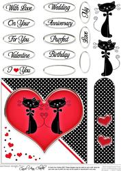 Kool Kats Purrfect Love Quick Card with Decoupage