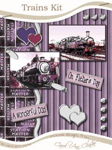 Trains Kit in Burgundy with Step by Step Decoupage