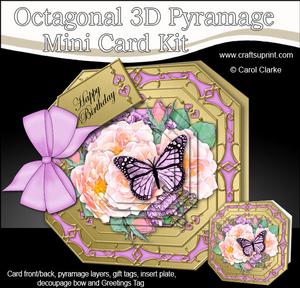 3D Roses & Butterfly Pyramage Octagonal Floral Mini Kit