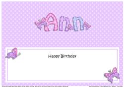 Birthday Ann Matching Large Dl Insert
