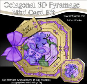 3D Butterfly & Violas Pyramage Octagonal Floral Mini Kit
