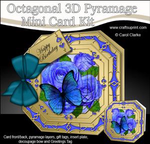 3D Roses & Butterfly Pyramage Octagonal Floral Mini Kit