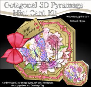 3D Blossoms & Butterfly Pyramage Octagonal Floral Mini Kit