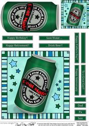 Real Male Beer Can Quick Card N 3D Decoupage