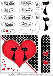 Kool Kats Purrfect Love Quick Card with Decoupage
