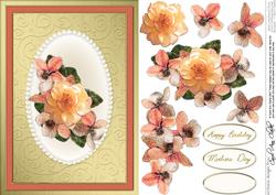 Flowers & Pearls Quick Card with Decoupage