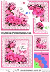 Birthday Roses Lace N Pearls Shell Edged Corner Side Stacker