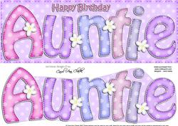 Large Dl Birthday Auntie Quick Card N 3D Decoupage