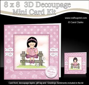 8 x 8 3D Girlz Roz Loves Reading Mini Kit 3D Decoupage