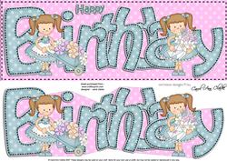 Girlz Birthday Large Dl Quick Card 3D Decoupage
