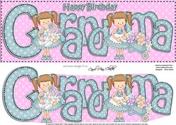 Girlz Birthday Grandma Large Dl Quick Card 3D Decoupage