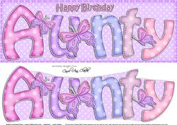 Large Dl Birthday Aunty Card & 3D Decoupage