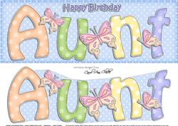 Large Dl Birthday Aunt Quick Card 3D Decoupage