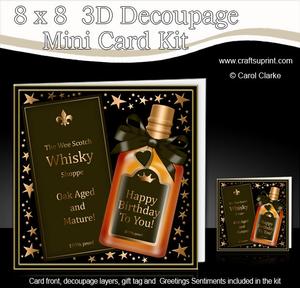 8 x 8 Birthday Whisky Mini Kit with 3D Decoupage