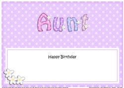 Birthday Aunt Matching Large Dl Insert
