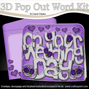 3D Wedding Day with Roses Pop Out Word Card Kit