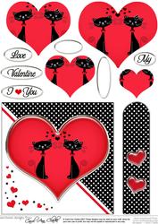 Kool Kats Purrfect Love Quick Card with Heart Shaped Pyramage