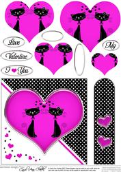 Kool Kats Purrfect Love Quick Card with Heart Shaped Pyramage
