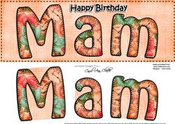 Large Dl Birthday Mam Card & 3D Decoupage
