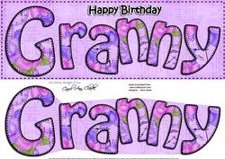 Large Dl Birthday Granny Card & 3D Decoupage