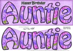 Large Dl Birthday Auntie Card & 3D Decoupage