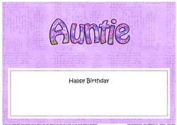 Birthday Auntie Matching Large Dl Insert