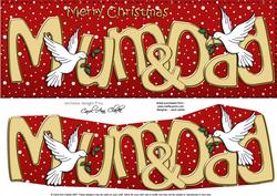 Large Dl Xmas Christmas Mum & Dad Quick Card 3D Decoupage