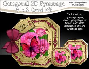 8x8 3D Roses & Butterfly Pyramage Octagonal Floral Kit