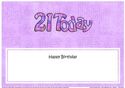 Birthday 21 Today Matching Large Dl Insert