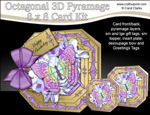 8x8 3D Butterfly & Flowers Pyramage Octagonal Floral Kit