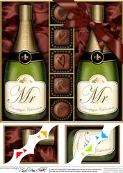 8 x 8 Mr & Mr Champers N Chocs Scalloped Corner Topper