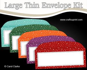 5 Large Slim Xmas Falling Snow Envelopes Kit