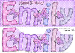 Large Dl Happy Birthday Emily Quick Card N 3D Decoupage