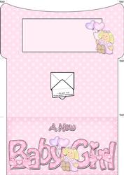New Baby Girl Money or Gift Wallet and Card