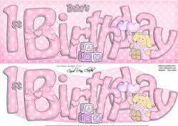 Large Dl Baby's 1st Birthday Quick Card N 3D Decoupage