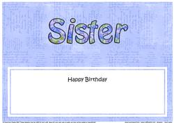 Happy Birthday Sister Matching Large Dl Insert
